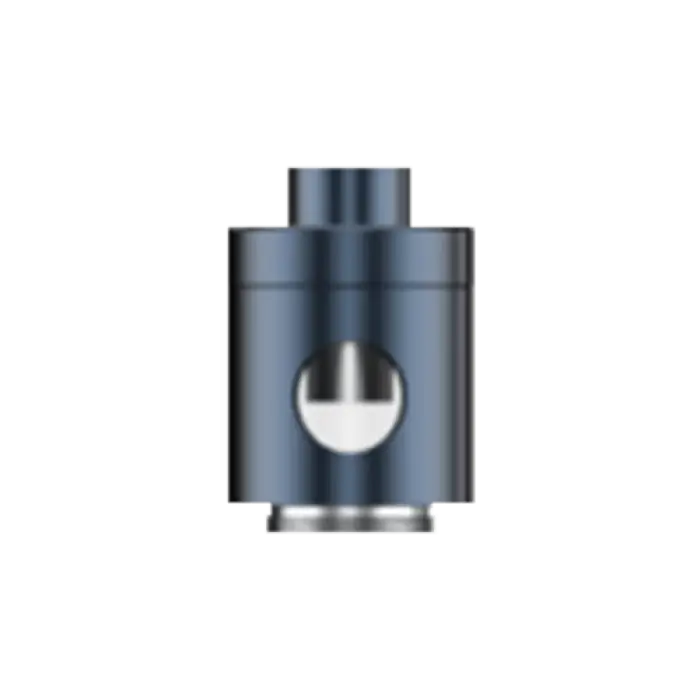 Cylindrical metallic device with a circular opening, likely an electronic vaping component.