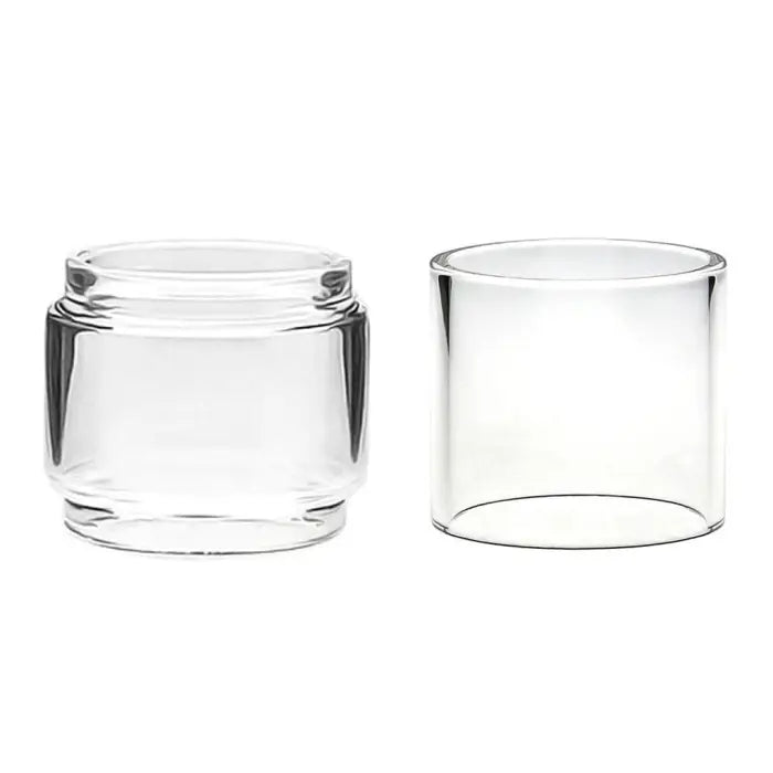 Two clear glass containers or vials with slightly different shapes.