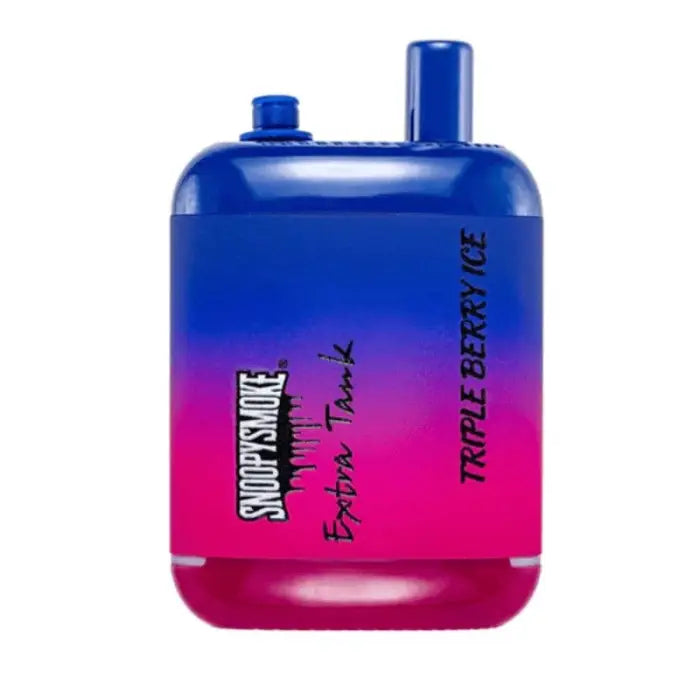 Vibrant blue and pink perfume bottle with ’Triple Berry Ice’ written on it.