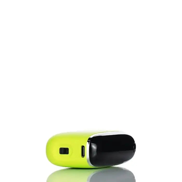 Neon yellow and black electronic vaping device or e-cigarette.