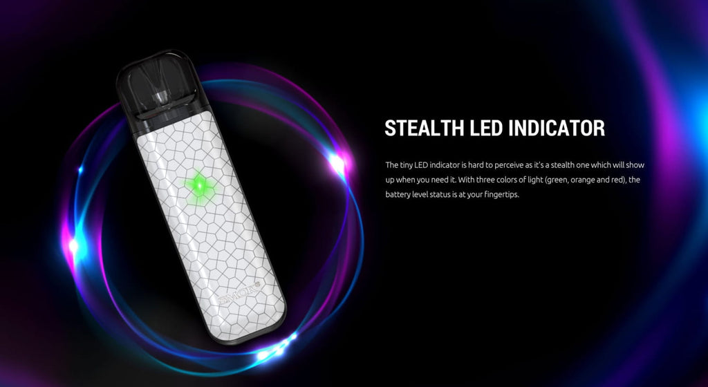 Cylindrical Smok Novo 2s 20W Pod Kit with textured white body and colorful LED effects