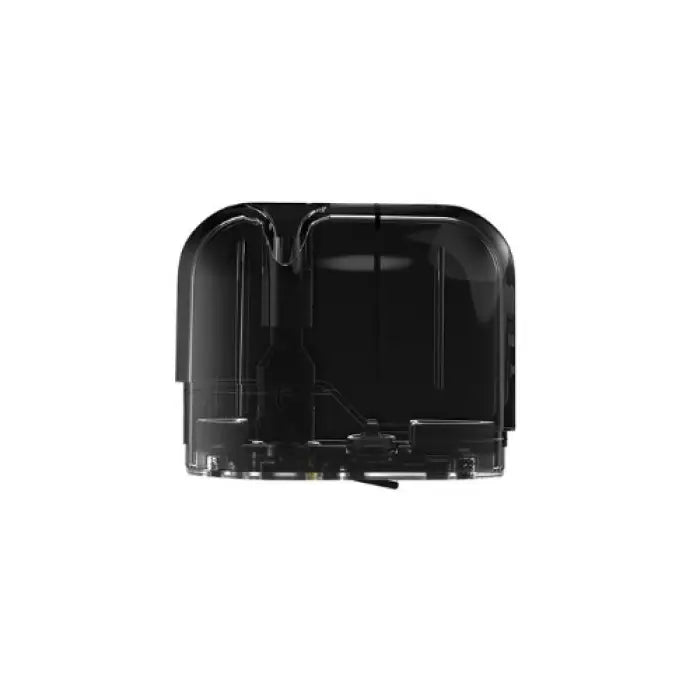 Rectangular black plastic cartridge or pod with transparent bottom section.