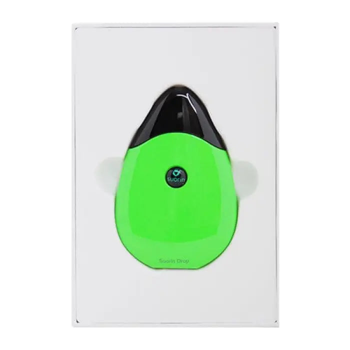 Bright green electronic vaping device with a black mouthpiece and small circular button.