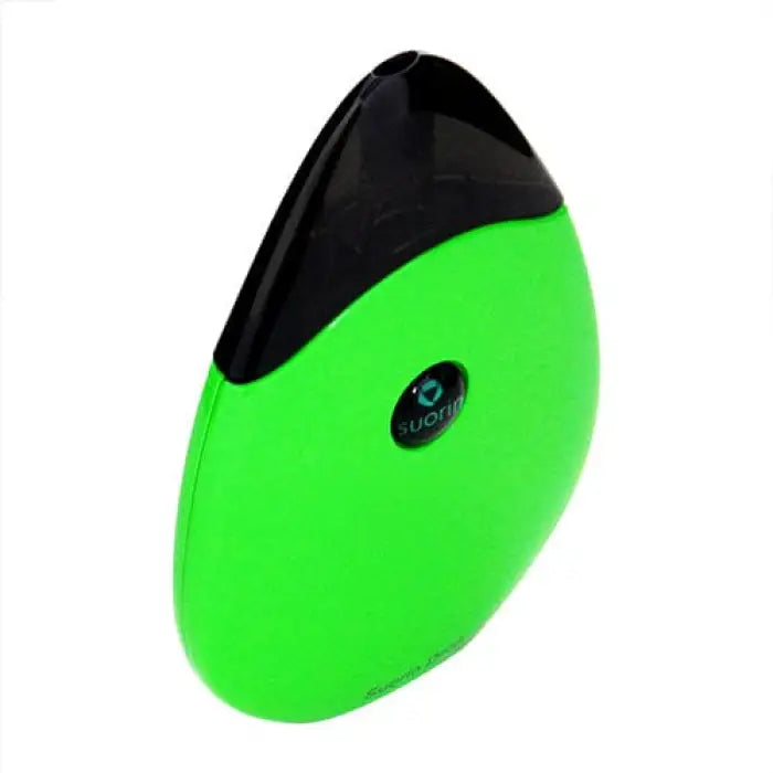 Bright green and black oval-shaped electronic device with a small logo.