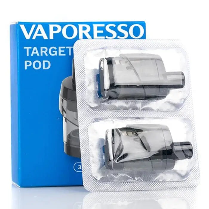 Vaporesso Target Pod replacement cartridges in packaging.