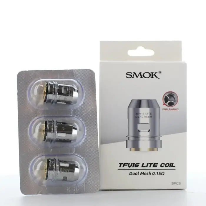 Replacement coils for an electronic cigarette or vaping device, packaged in a box and blister pack.