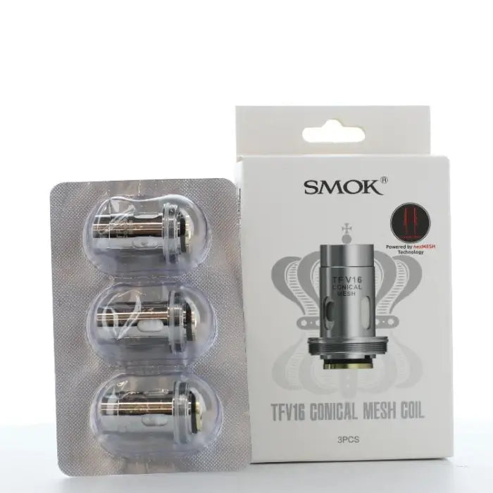 Replacement coils for a SMOK vaping device, packaged in a box and blister pack.