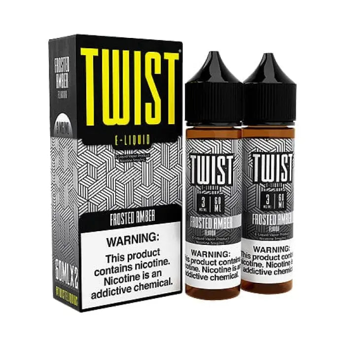 E-liquid product called ’Twist’ with packaging and bottles displayed.