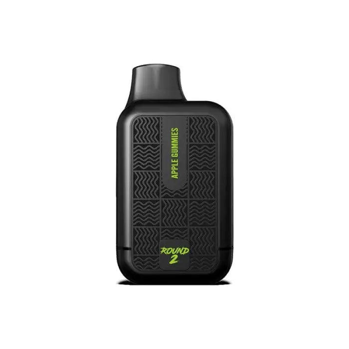 Black electronic vaporizer device with green accents and a textured surface pattern.