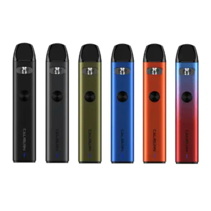 Colorful electronic vaping devices or e-cigarettes in various hues.