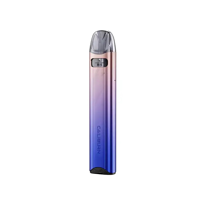 Sleek electronic vaping device with a gradient color scheme from pink to blue.