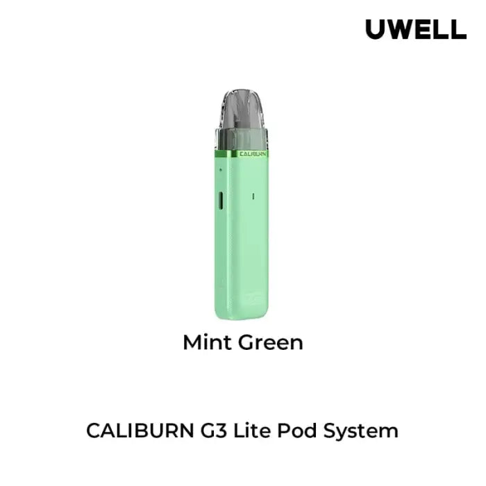 Mint green vape device with a cylindrical shape and silver top.