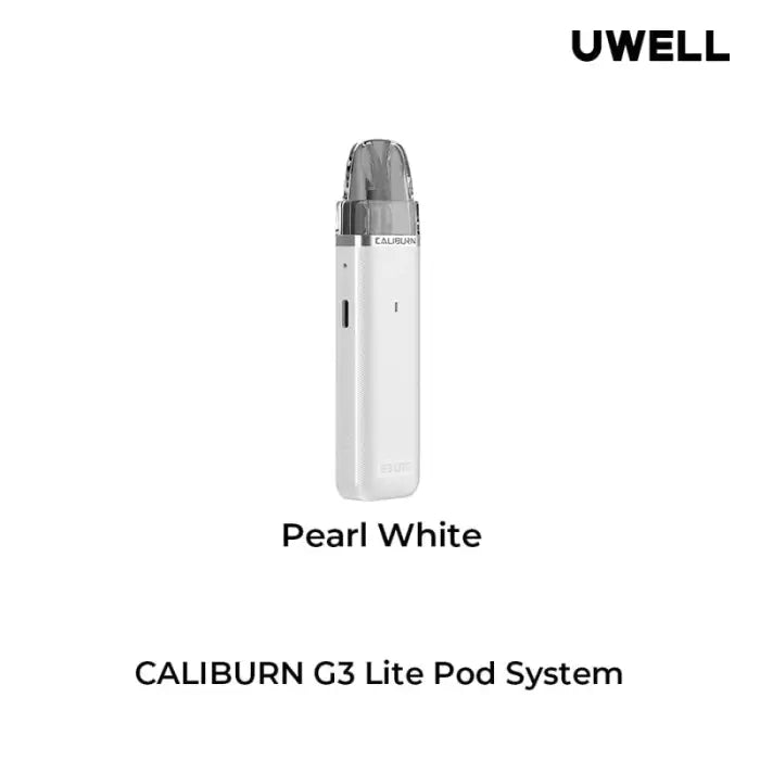 Sleek white electronic vaping device with a metallic tip.