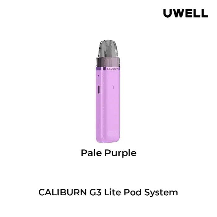 Pale purple electronic vaping device with a cylindrical shape and metallic tip.