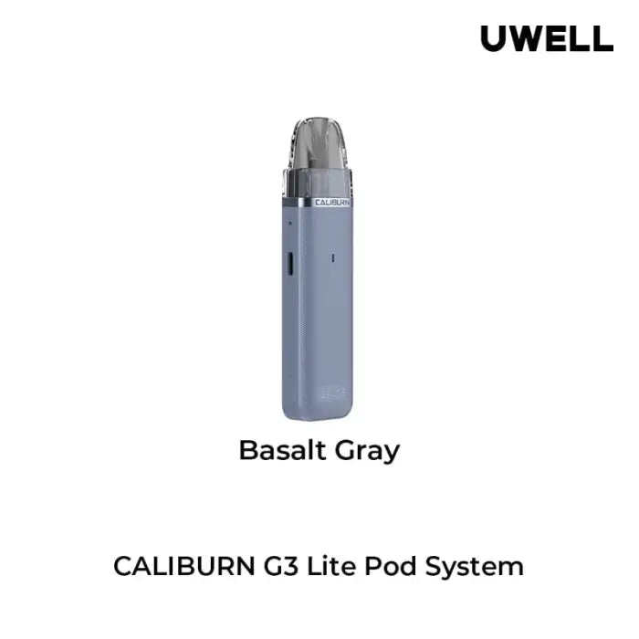 Sleek, cylindrical vaping device in basalt gray color.