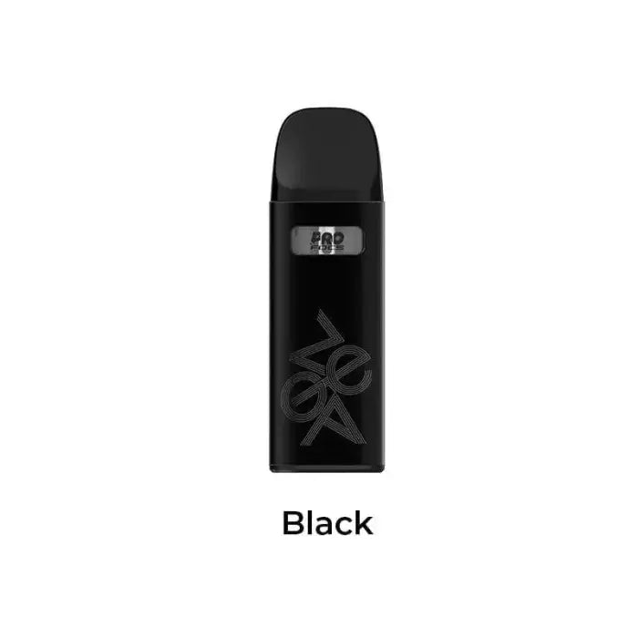 Black electronic vaping device with a graffiti-style design on its body.