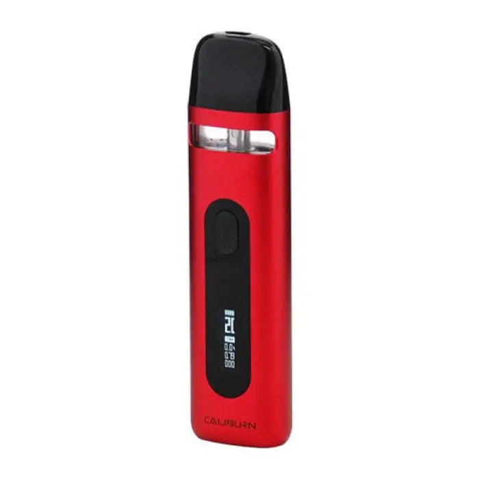 Red and black electronic vaping device or e-cigarette.