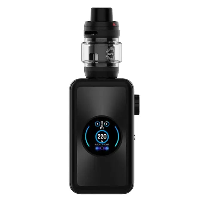 Electronic vaping device with a digital display showing ’220’’ watts.