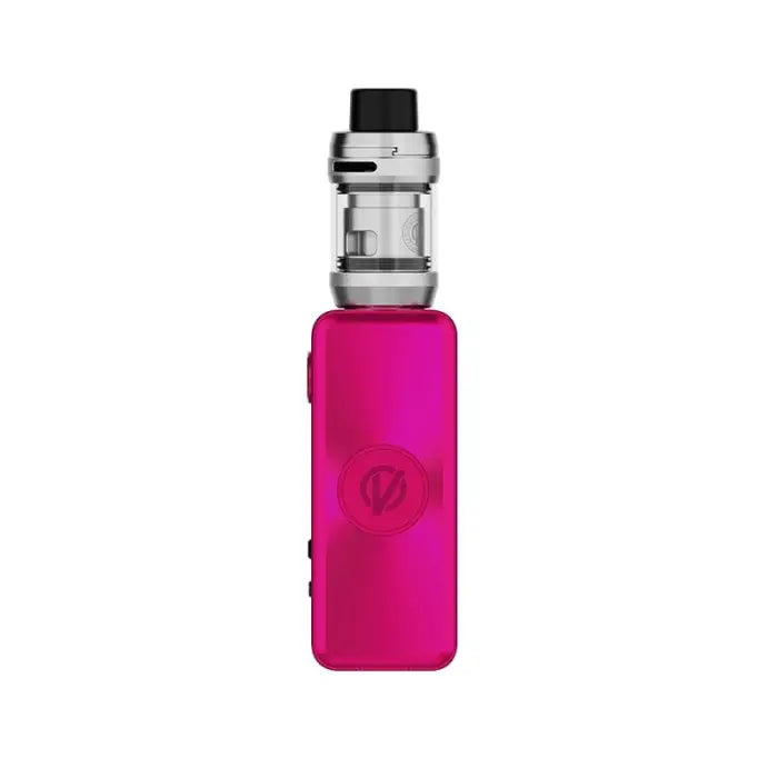 Bright pink electronic vaping device with a silver tank attachment.