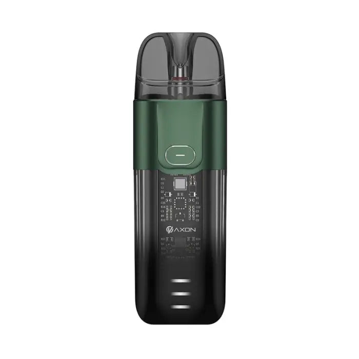 Sleek electronic vaping device with a green and black body.