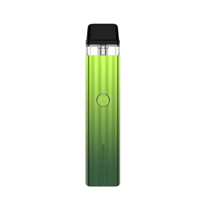 Vape pen or e-cigarette device with a green gradient color body and black mouthpiece.