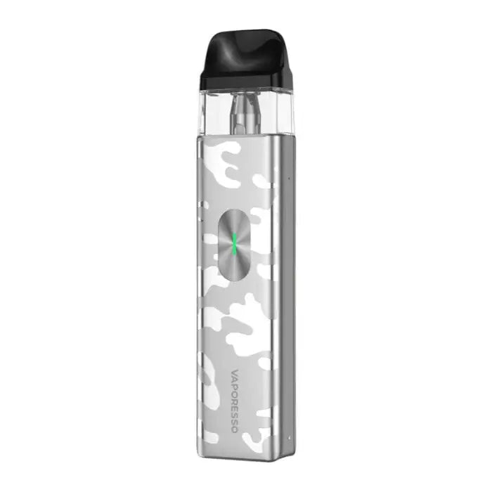 Sleek electronic vaping device with a camouflage pattern design.