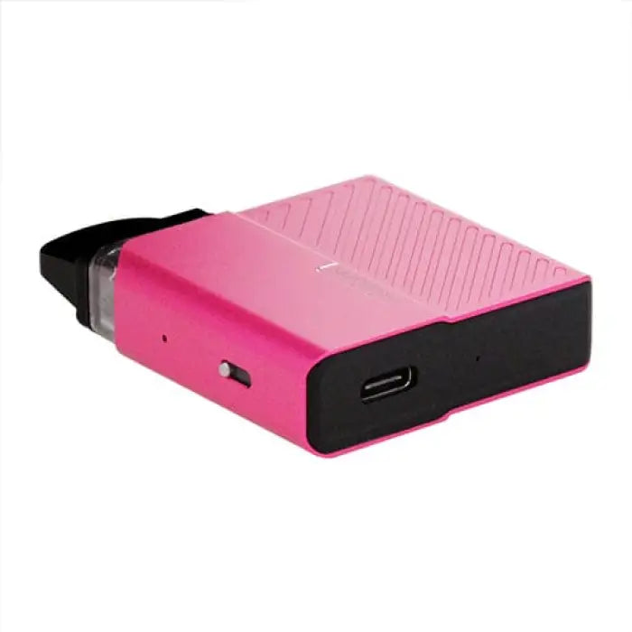 Pink and black rectangular electronic device with a USB-C port.