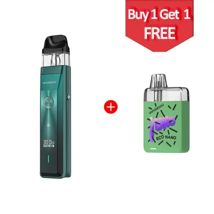 Teal-colored electronic vaping device with a transparent mouthpiece.