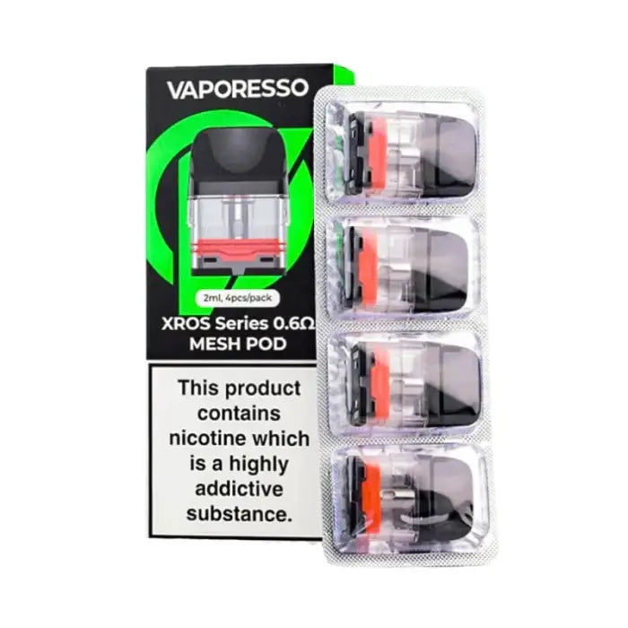 Vaporesso XROS Series 0.6Ω mesh pod vaping device with replacement pods.