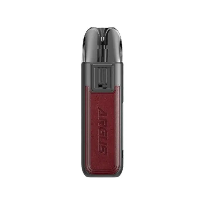 Sleek electronic vaping device with a dark gray top and burgundy bottom section.