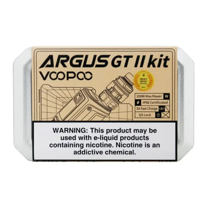 Packaging box for an Argus GT II vaping device kit by VOOPOO.