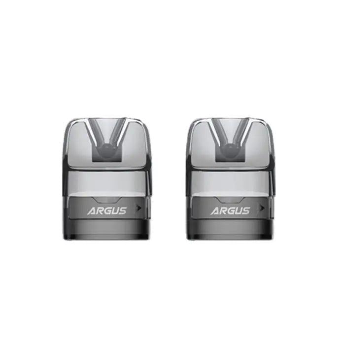 Two identical Argus vaping pods or cartridges with transparent tops and dark gray bases.