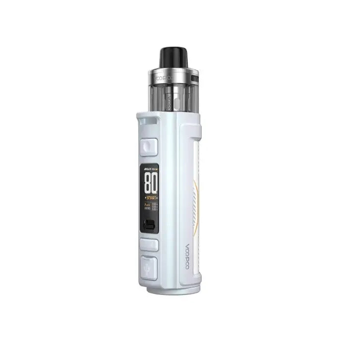 Electronic vaping device with a digital display and adjustable settings.