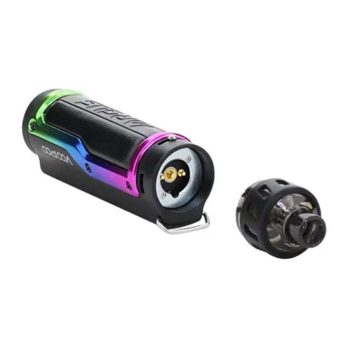 Colorful electronic vaporizer device with a detachable component.