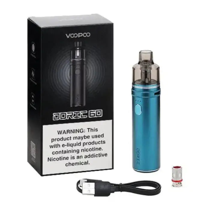 Electronic cigarette or vaping device with its packaging and accessories.