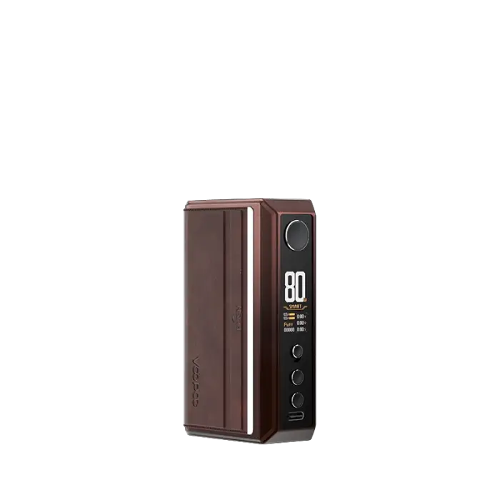 Rectangular electronic device with a digital display and buttons, likely a vaping mod or box mod.