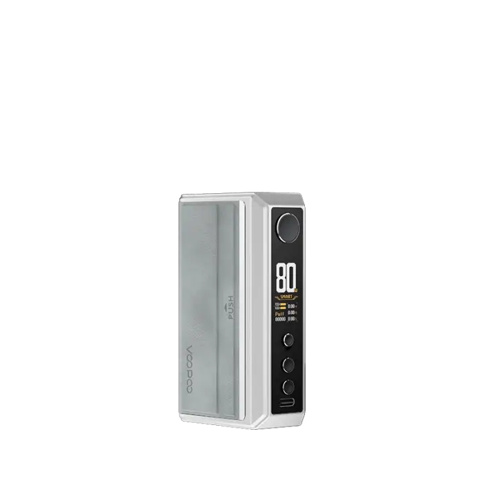 Electronic vaping device or mod with a digital display showing ’80’’.