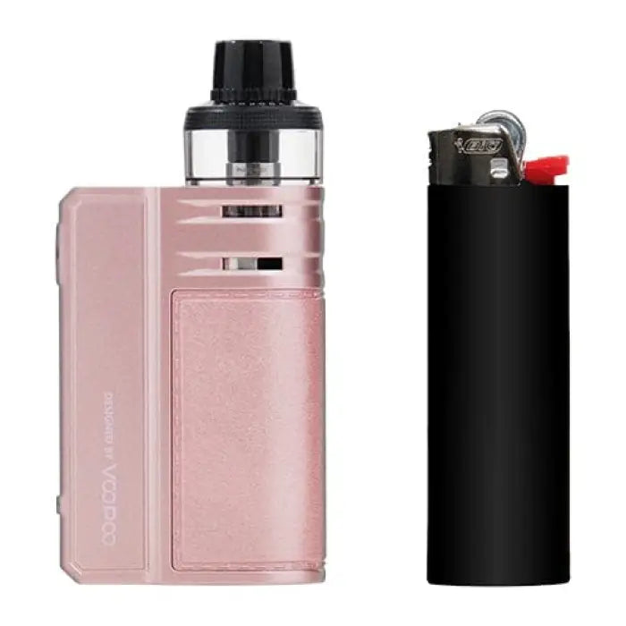 Pink electronic vaping device with a black tank and mouthpiece.