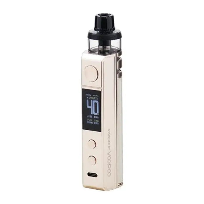 Electronic vaping device with a digital display and metallic body.