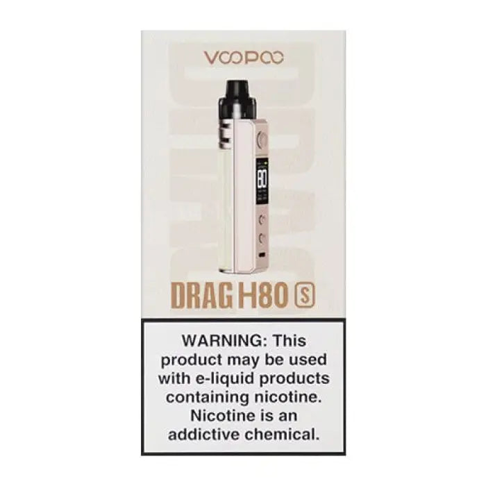 Electronic cigarette or vaping device called VOOPOO DRAG H80 S in light pink color.