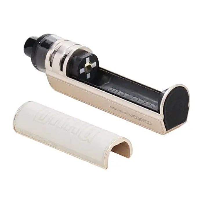 Electronic cigarette or vaping device with a removable cover.