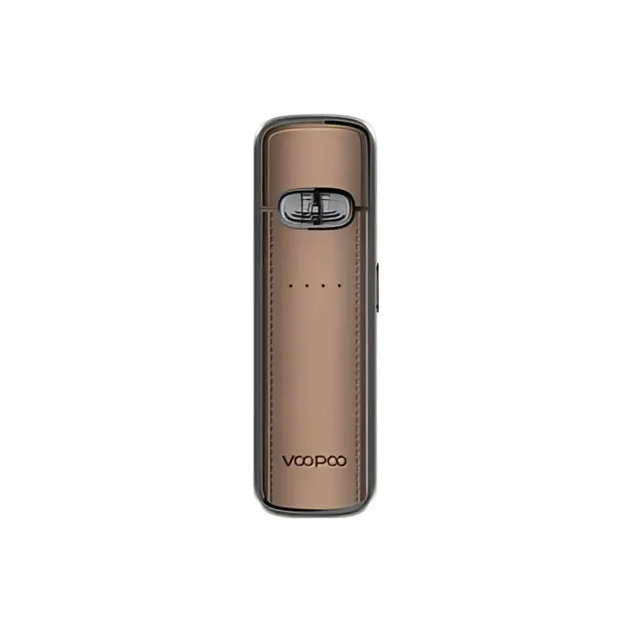 Metallic bronze-colored electronic vaping device with a sleek cylindrical design.