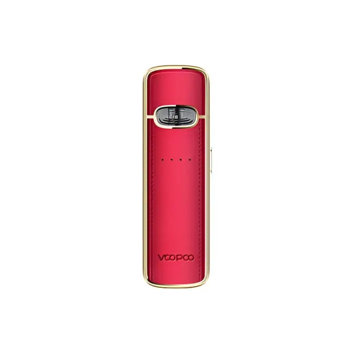 Red and gold cylindrical electronic vaping device.