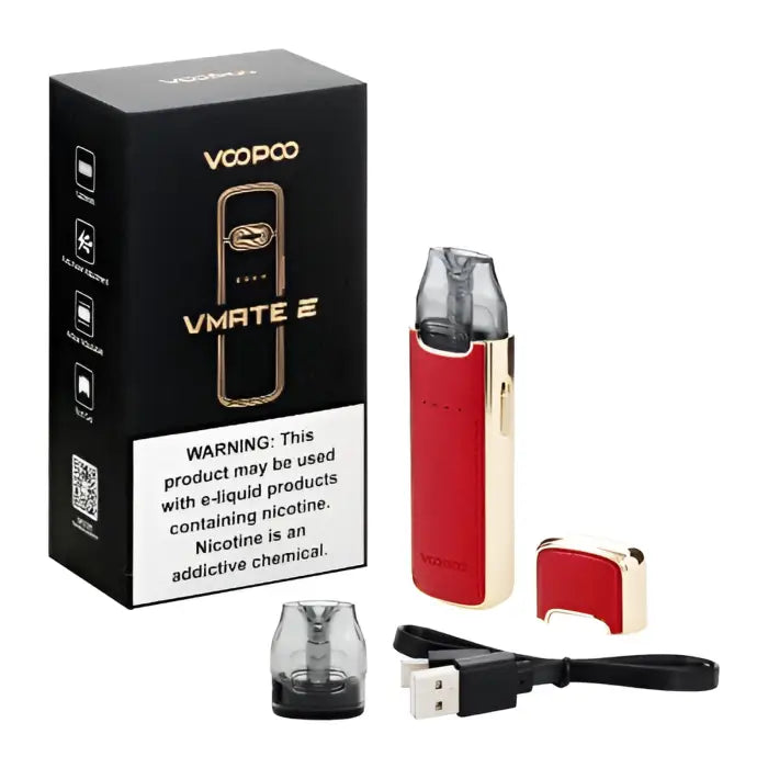 Electronic cigarette or vaping device with its packaging and accessories.