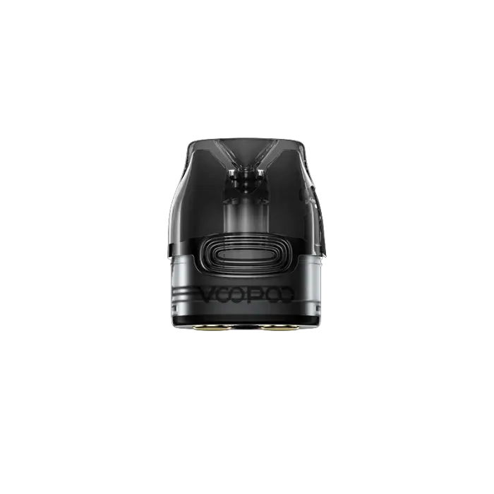 Black vaping pod or e-cigarette cartridge with visible airflow holes.