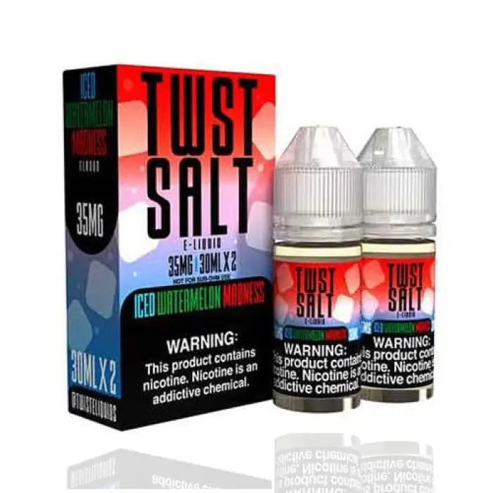 E-liquid product called ’Twist Salt’ with packaging and bottles displayed.