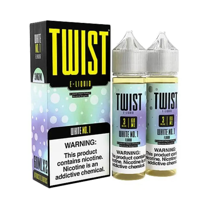 E-liquid or vape juice product called ’Twist’ with packaging and bottles.