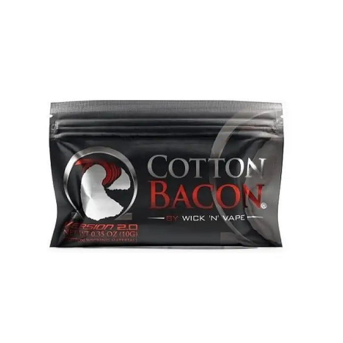 Black resealable package labeled ’Cotton Bacon’ for vaping supplies.