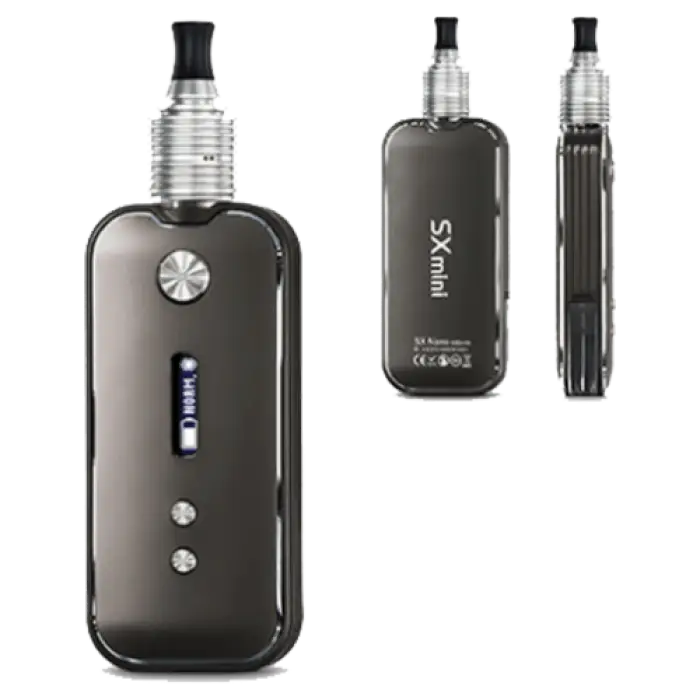 Electronic vaping device with a metallic body and adjustable settings.