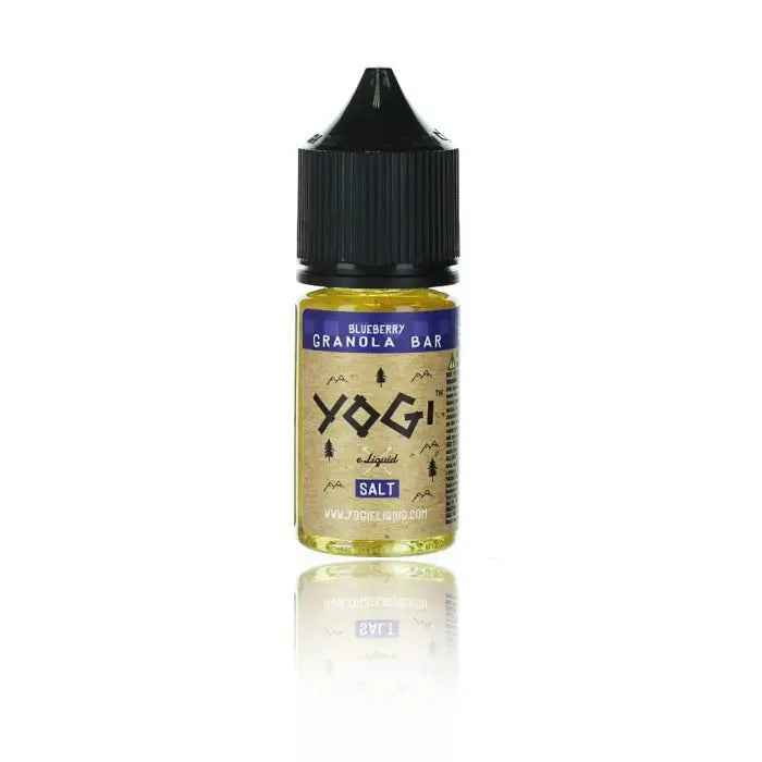 Bottle of Yogi brand e-liquid or vape juice with a black cap and yellow label.